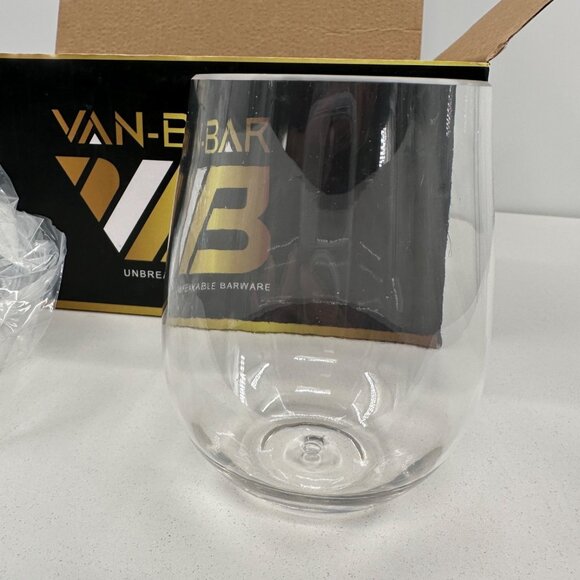 Van-Bar Unbreakable Barware 6 16 Ounce Stemless Reusable Plastic Wine Glasses - Picture 3 of 9